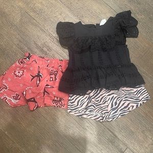 Darling Cotton On girls ruffled shirt and shorts - size 3